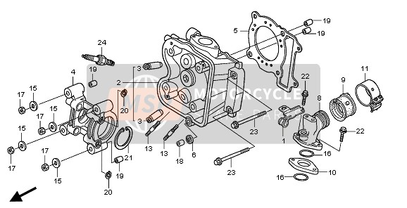 Honda SH125 2007 Cabeza de cilindro para un 2007 Honda SH125